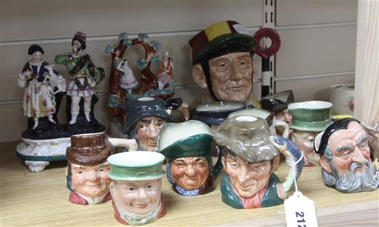 A Doulton Jockey character jug and ten others